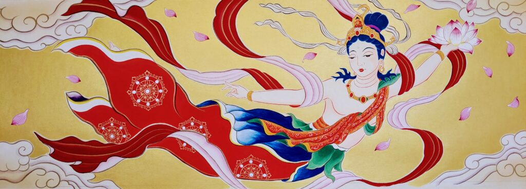 明源寺内陣壁画飛天図 六鳥図 (3)