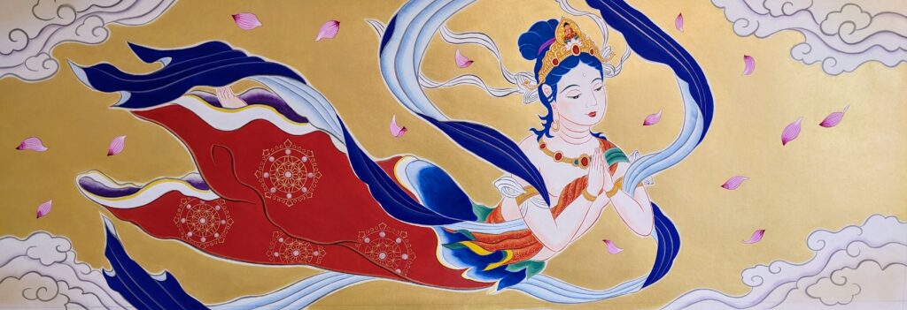明源寺内陣壁画飛天図 六鳥図 (4)
