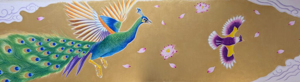 明源寺内陣壁画飛天図 六鳥図 (5)